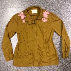 Ashley by 26 International Utility Jacket Womens S Brown‎ Pink Floral Excellent